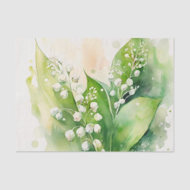 LILY OF THE VALLEY floral decoupage paper (Front)