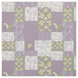 Lily-of-the-Valley Floral Faux Patchwork Mauve Fabric