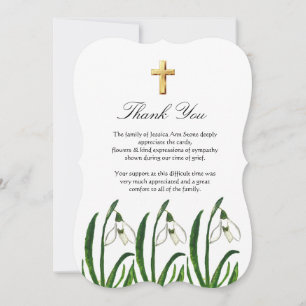 Lily of The Valley Floral Funeral Cross Thank you  Invitation