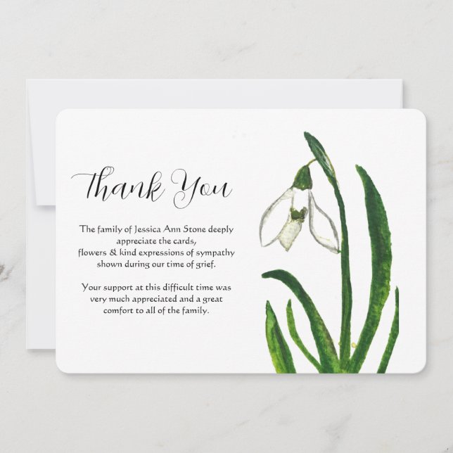 Lily of The Valley Floral Funeral Death Thank you  Invitation (Front)