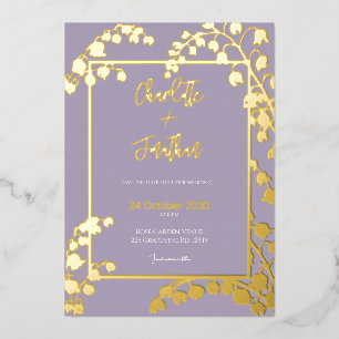 Lily of the Valley Floral Garden Wedding Gold Foil Invitation