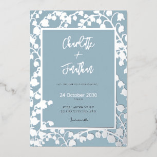 Lily of the Valley Floral Garden Wedding Gold Foil Invitation