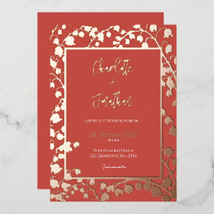 Lily of the Valley Floral Garden Wedding Gold    Foil Invitation