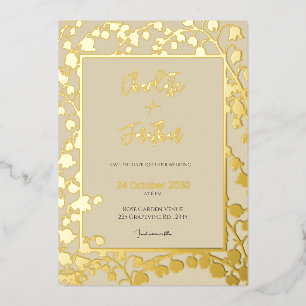 Lily of the Valley Floral Garden Wedding Gold Foil Invitation