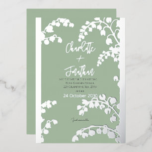 Lily of the Valley Floral Garden Wedding Gold Foil Invitation