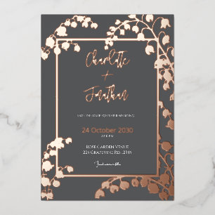 Lily of the Valley Floral Garden Wedding Gold    Foil Invitation