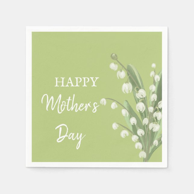 Lily of the Valley Floral Happy Mothers Day Napkins (Front)
