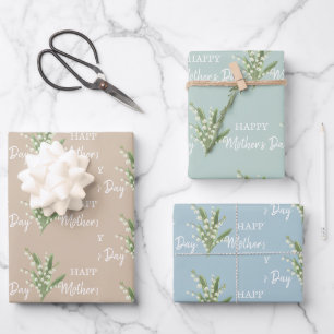 Lily of the Valley Floral Happy Mothers Day Wrapping Paper Sheets