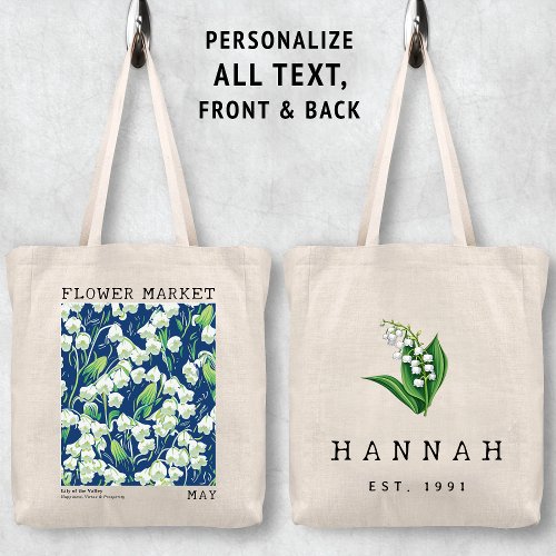 Lily of the Valley Floral May Birth Flower Market Tote Bag