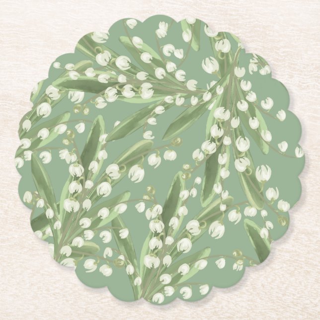 Lily of the valley Floral  Paper Coaster (Front)