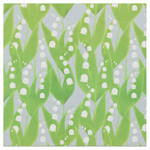 White Digital Lily of the Valley Floral Pattern Fabric | Zazzle.com