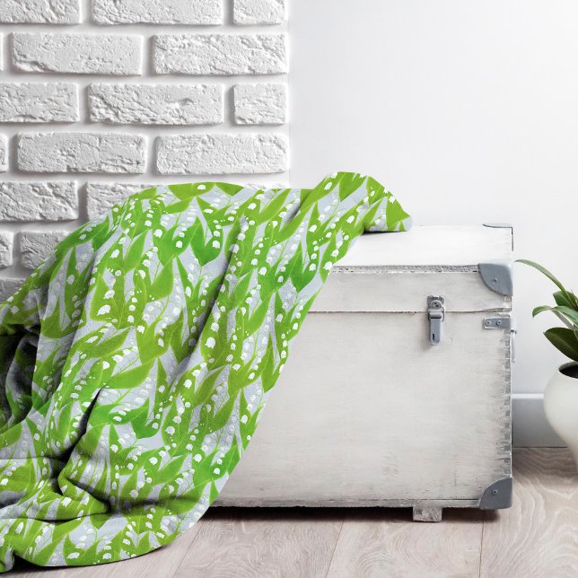 Lily of the Valley Floral Pattern Fleece Blanket (Lily of the Valley Patterned Fleece Blanket)