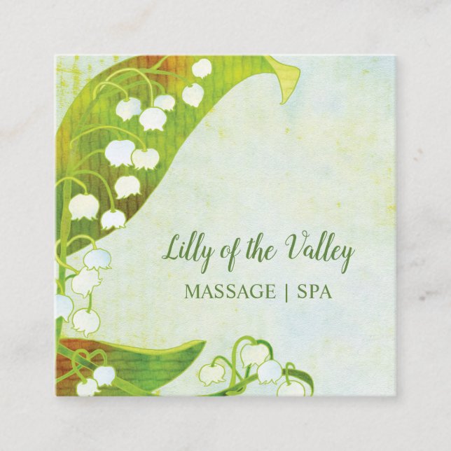 Lily of the Valley Floral Square Business Card (Front)
