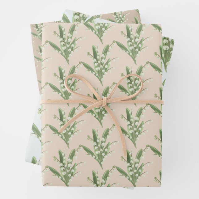 Lily of the Valley Floral  Wrapping Paper Sheets (In situ)