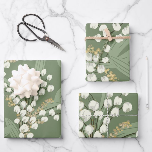 Lily of the valley Floral  Wrapping Paper Sheets (Front)