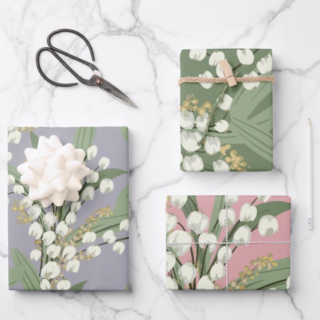 Lily of the valley Floral  Wrapping Paper Sheets (Front)