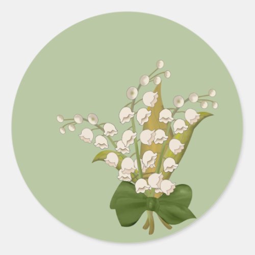 Lily of the valley flower bouquet classic round sticker