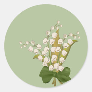 Lily of the valley flower bouquet classic round sticker