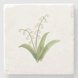 Lily of the Valley Flower Painting Stone Coaster