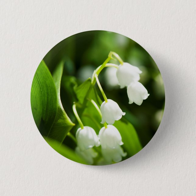 Lily of the valley flower pinback button (Front)