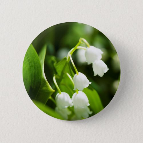 Lily of the valley flower pinback button