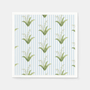 Lily of the Valley Flower Shower Blue Stripe Napkins