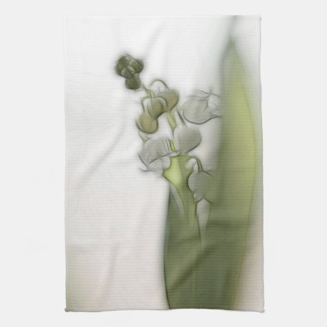 Lily of the Valley Flower Sketch Towel (Vertical)
