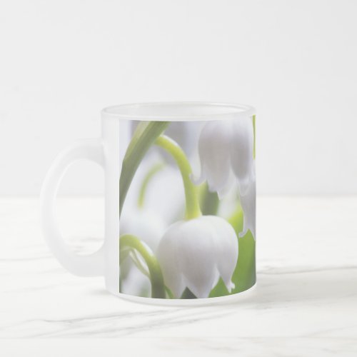 Lily of the Valley Flowers Frosted Glass Coffee Mug
