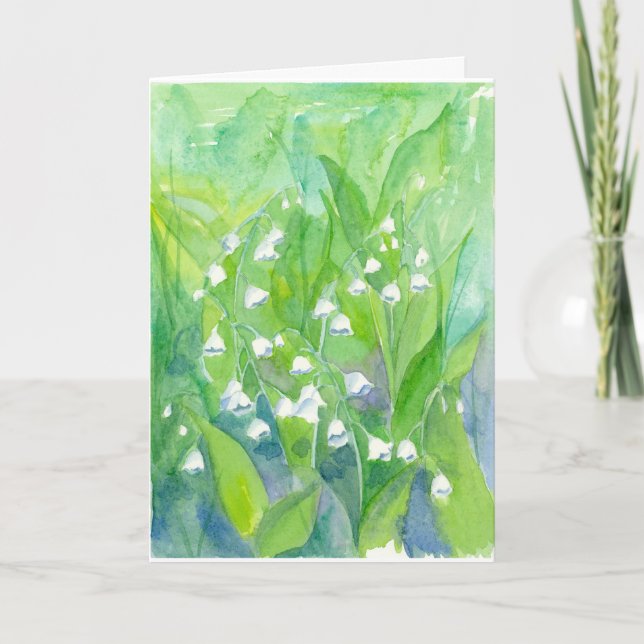 Lily of the Valley Flowers Happy Birthday Card (Front)