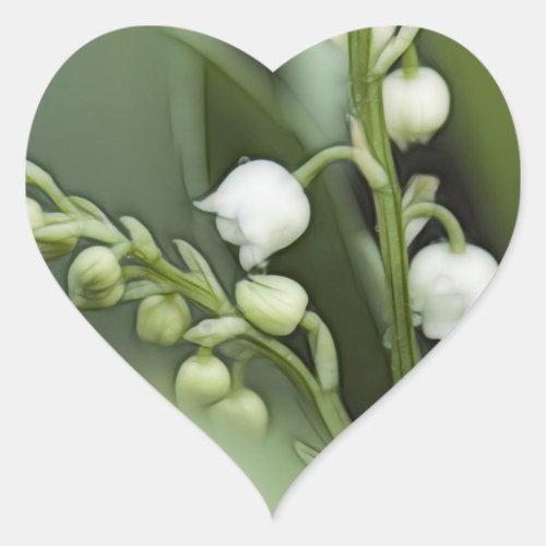 Lily of the Valley Flowers Heart Sticker