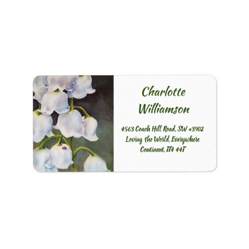 Lily of the Valley Flowers in Watercolor Label