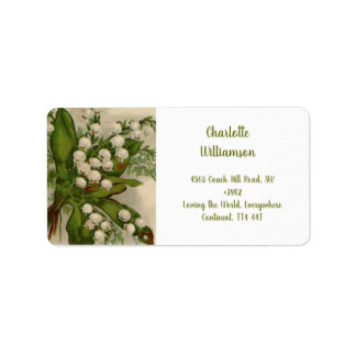 Lily of the Valley Flowers in Watercolor  Label