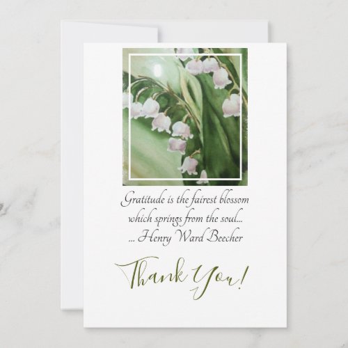 Lily of the Valley Flowers in Watercolor Thank You Card