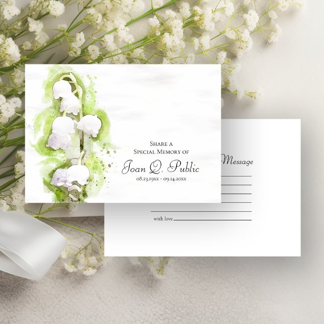 Lily of the Valley Flowers Share a Memory Funeral  Note Card (Creator Uploaded)