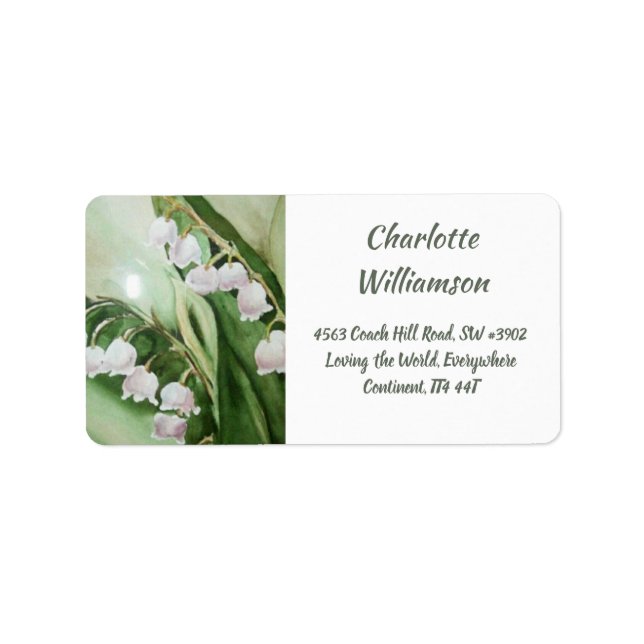 Lily of the Valley Fronds in Watercolor Address Label (Front)