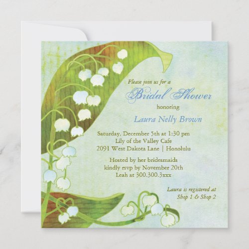 Lily of the Valley Green Floral Bridal Shower Personalized Invitations