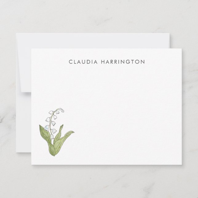 Lily of the Valley Hand-Illustrated Spring Floral Note Card (Front)