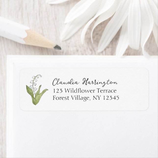Lily of the Valley Hand-Painted Nature Address Label (Insitu)