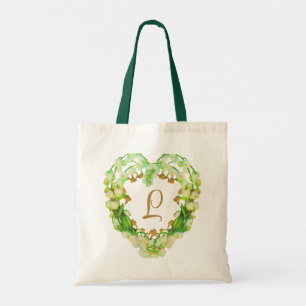 Lily-of-the-Valley Heart Personalized Tote Bag