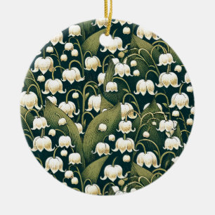 Lily of the Valley Heart Wreath Ceramic Ornament