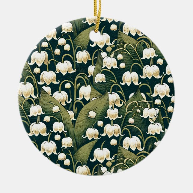 Lily of the Valley Heart Wreath                    Ceramic Ornament (Front)