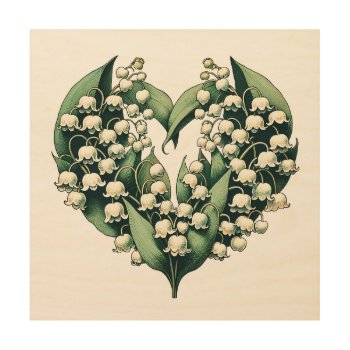 Lily Of The Valley Heart Wreath                    Wood Wall Art by Vintage_Bubb at Zazzle