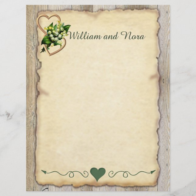 Lily of the Valley, Hearts, Old Paper, Country (Front)