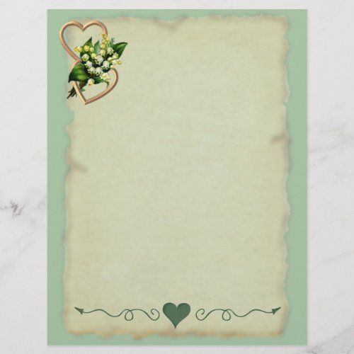 Lily of the Valley Hearts Old Paper light teal