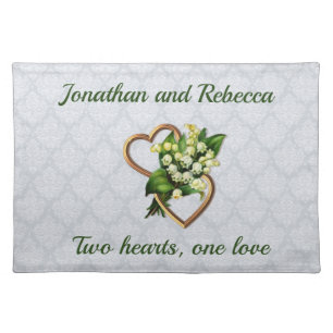 Lily of the Valley, Hearts, Sweet Sentimental Love Cloth Placemat