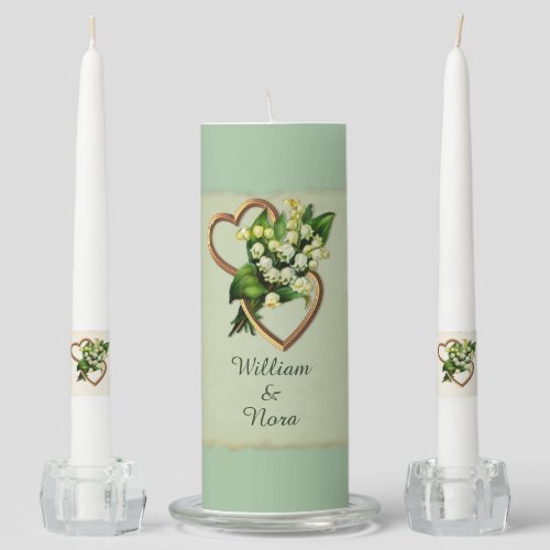Lily of the Valley Hearts Unity Candle Set