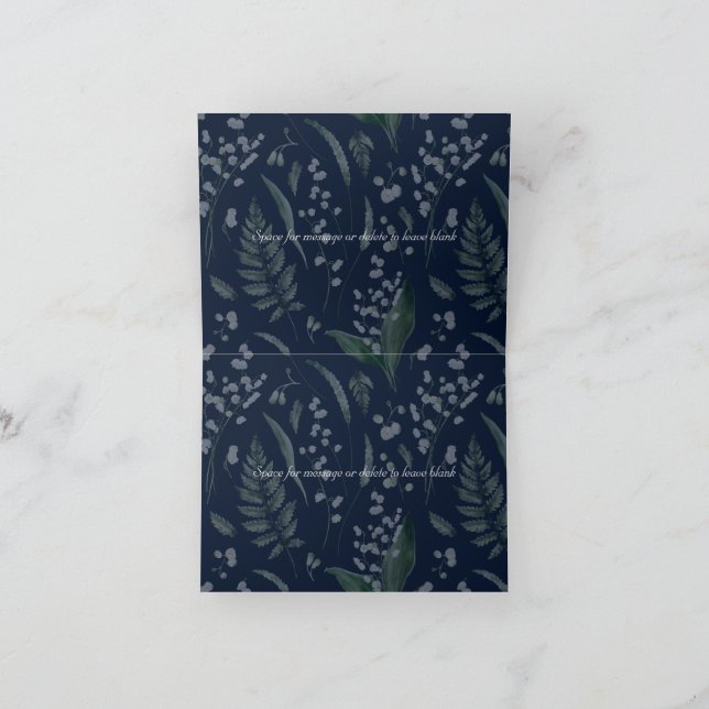 Lily of the Valley II Dark Blue Custom Thank You Card (Inside)