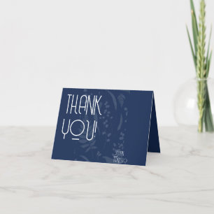 Lily of the Valley II Dark Blue Solid Custom Thank You Card