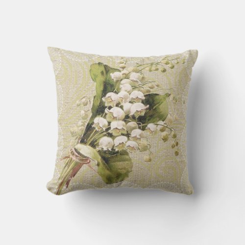 Lily of the valley  lace floral vintage pillow