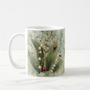 Lily of the Valley Lady Bug Floral Mug